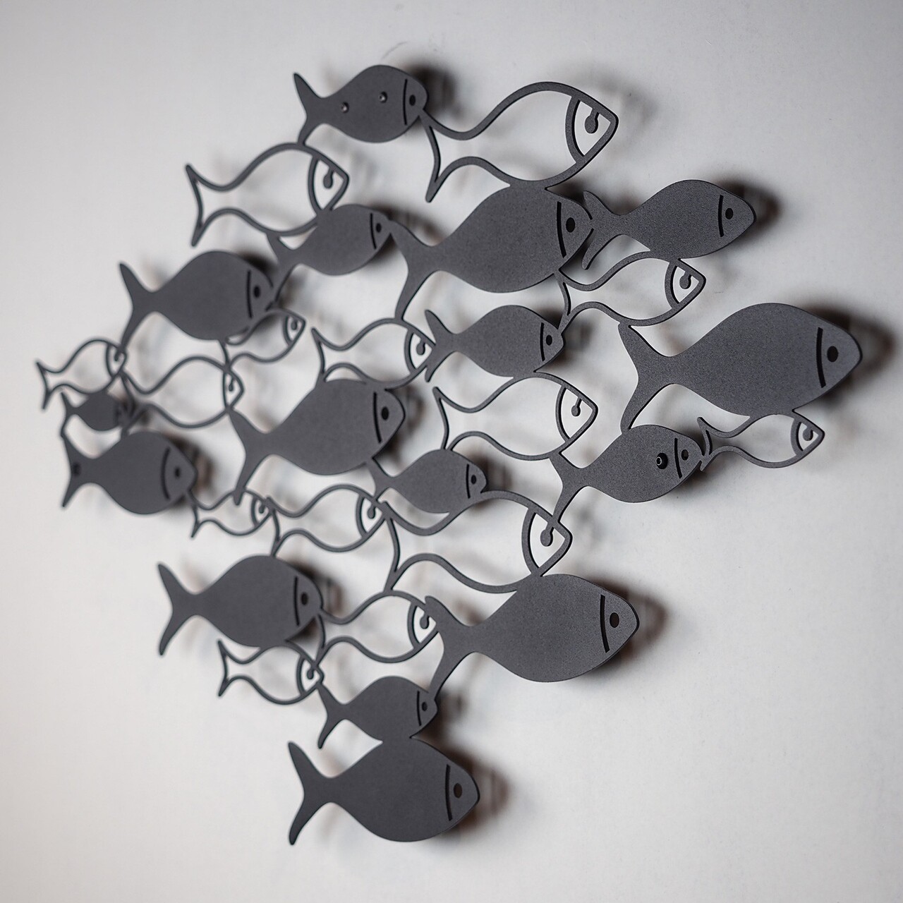 Decoratiune de perete, Fish Swarm, Dimensiune: 41 x 70 cm (1 bucată), Negru - view 3