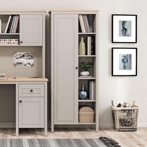 Corp biblioteca, Hanah Home, Sento, 71x179.5x39.5 cm, PAL MELAMINAT, Gri / Stejar