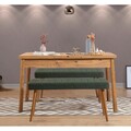 Set masă și bancă extensibile (3 piese), Vella, Santiago 1070, Pin Atlantic / Verde