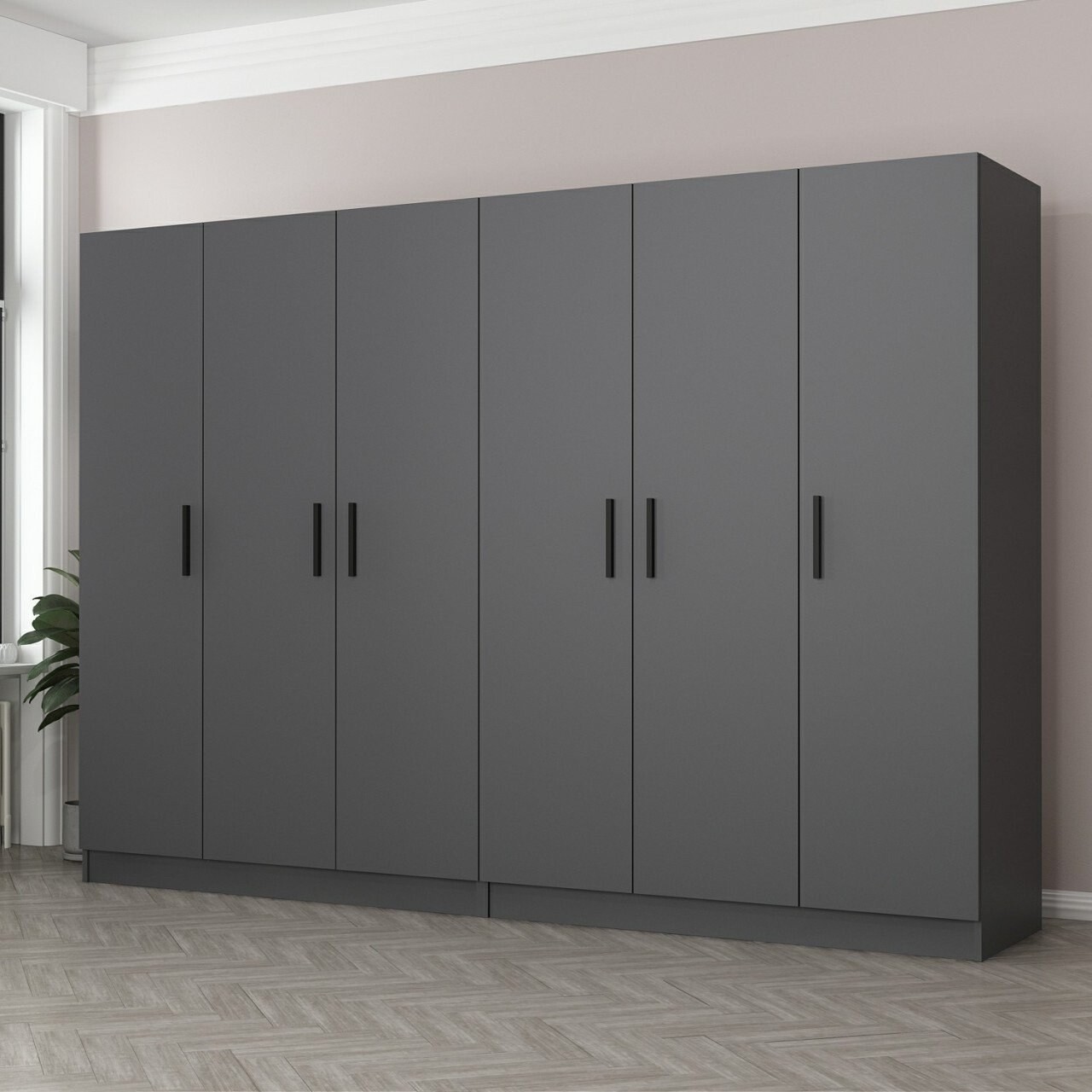 Dulap pentru haine, Minerva, Kale, 270x210x52 cm, PAL, Antracit - 1 | YEO