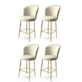 Set scaune  de bar 4 piese, Charlotte, Alte, Metal, Crem / Aur