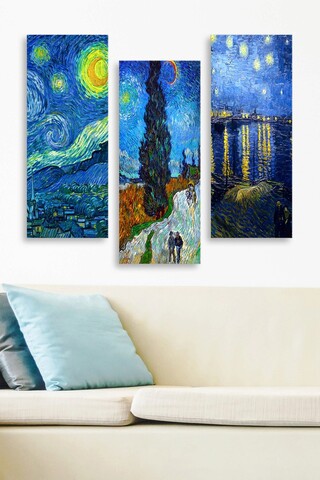 Set 3 tablouri decorative, MDF0074, MDF , 20 x 50 cm, 3 piese, Multicolor Marvellous