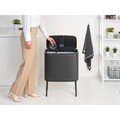 Cos de gunoi cu soft touch, Brabantia, Bo Touch, 11+23 L, 31.2x54x68 cm, otel, gri inchis