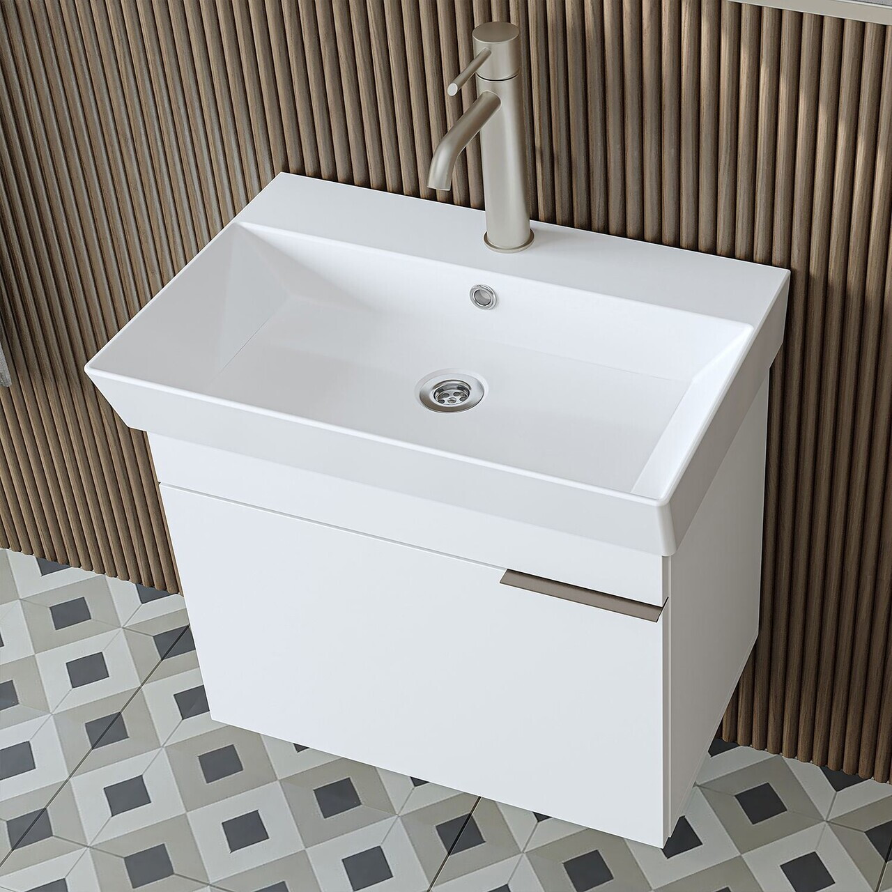Set Dulap de Baie cu Chiuvetă și Oglindă (2 Piese), Hanah Home, 2916, MDF, Alb — imaginea 5