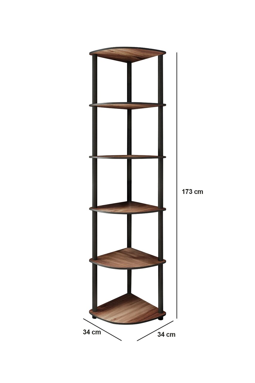 Corp biblioteca, Poter, Bookcase 6 Corner, 34x173x34 cm, MDF , Maro
