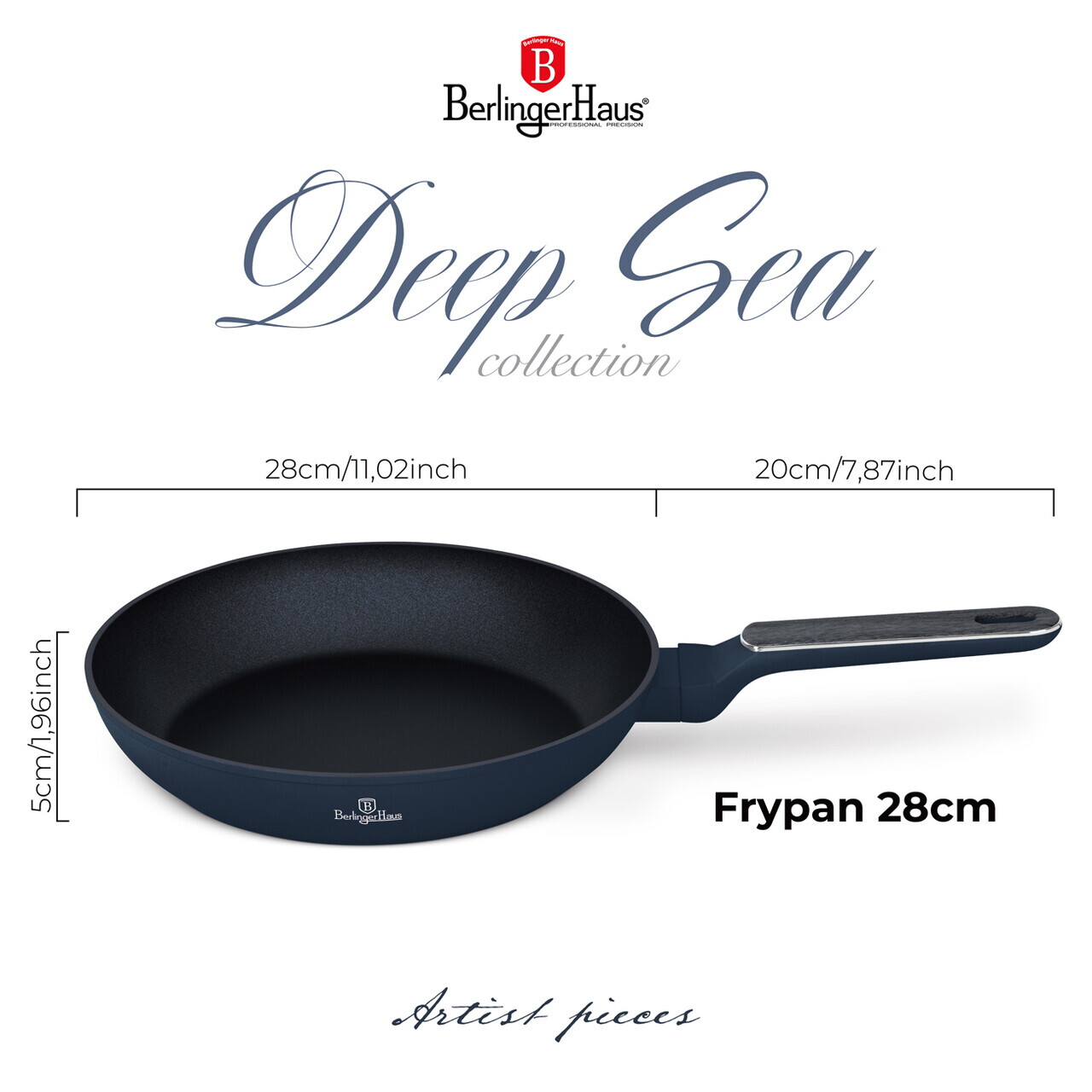 Tigaie Berlinger Haus, Deep Sea, 28 cm, 2.4 L, aluminiu forjat, albastru mat/gri - imagine 8