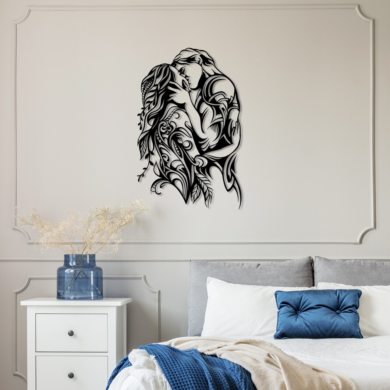Decoratiune de perete, Kiss, Dimensiuni: 78 x 50 cm, Negru — imaginea 3