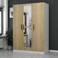 Dulap pentru haine, Minerva, Kale Walnut, 135x190x52 cm, PAL, Maro
