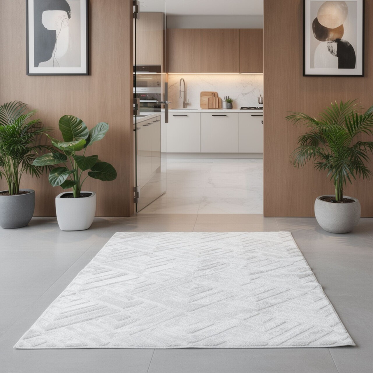 Covor, Dpelus, 200x350 cm, Poliester, Alb — imaginea 4