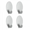 Set 4 carlige ovale Lilliput, Metaltex, cu adeziv inclus, inox, argintiu