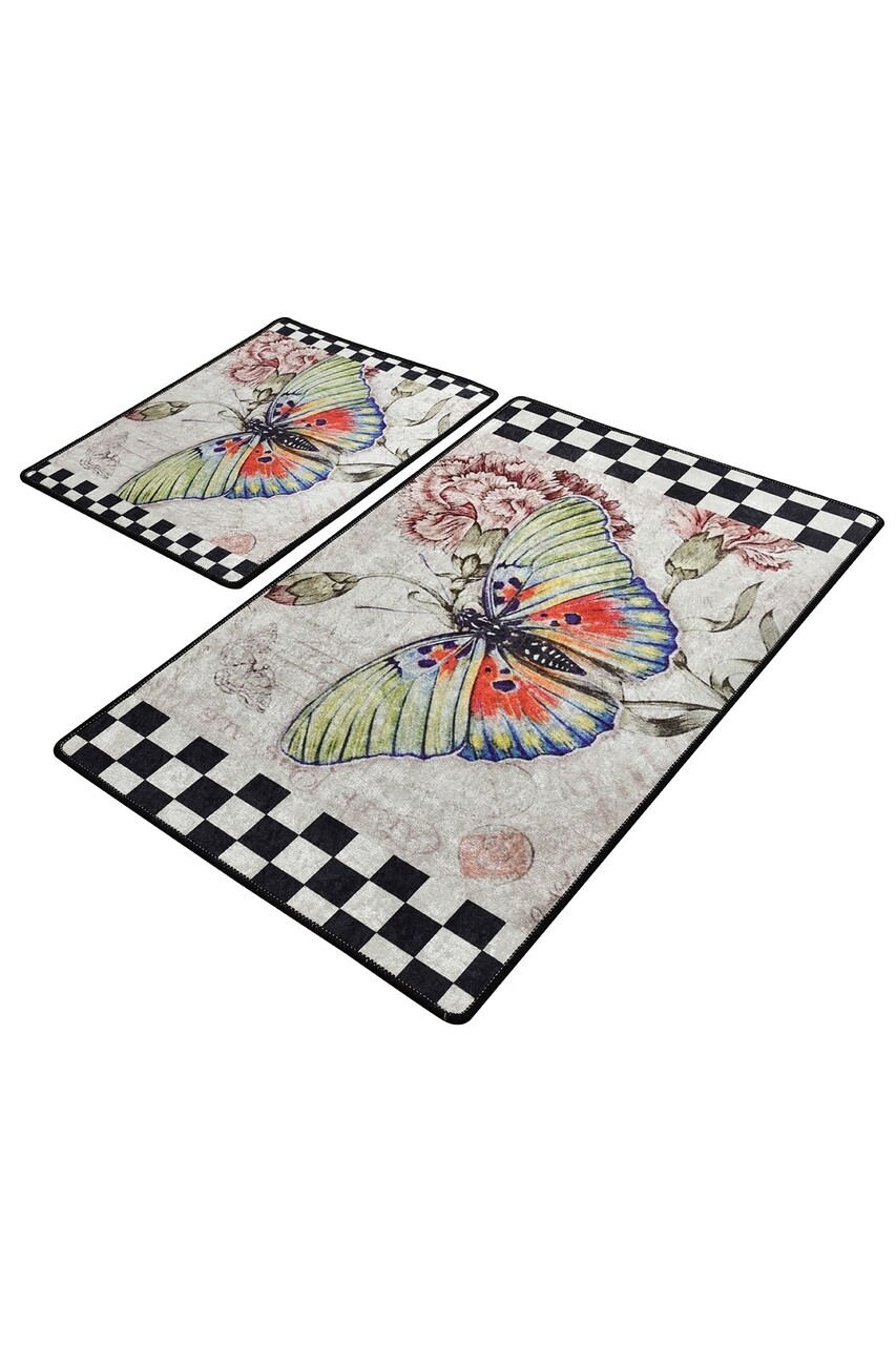 Set 2 covorase de baie Mariposa, Chilai, 50x60 cm/60x100 cm, multicolor - 1 | YEO