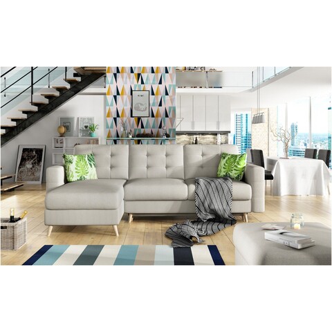 Coltar extensibil reversibil 3 locuri ELTAP, AsgL-18, Asgard, 248x162x93 cm, lemn/poliester, bej deschis