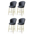 Set scaune  de bar 4 piese, Charlotte, Fora, Metal, Antracit / Aur