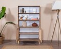 Corp biblioteca, Wolina, Goose, 90x158x41 cm, Corp: PAL 100% MELAMINAT, Alb / Stejar