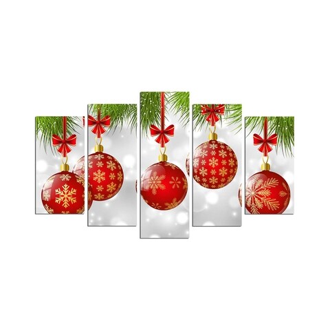 Set 5 tablouri decorative, Christmas 5PMDFNOEL-8, multicolor, 20×40/20×50/20×60 cm