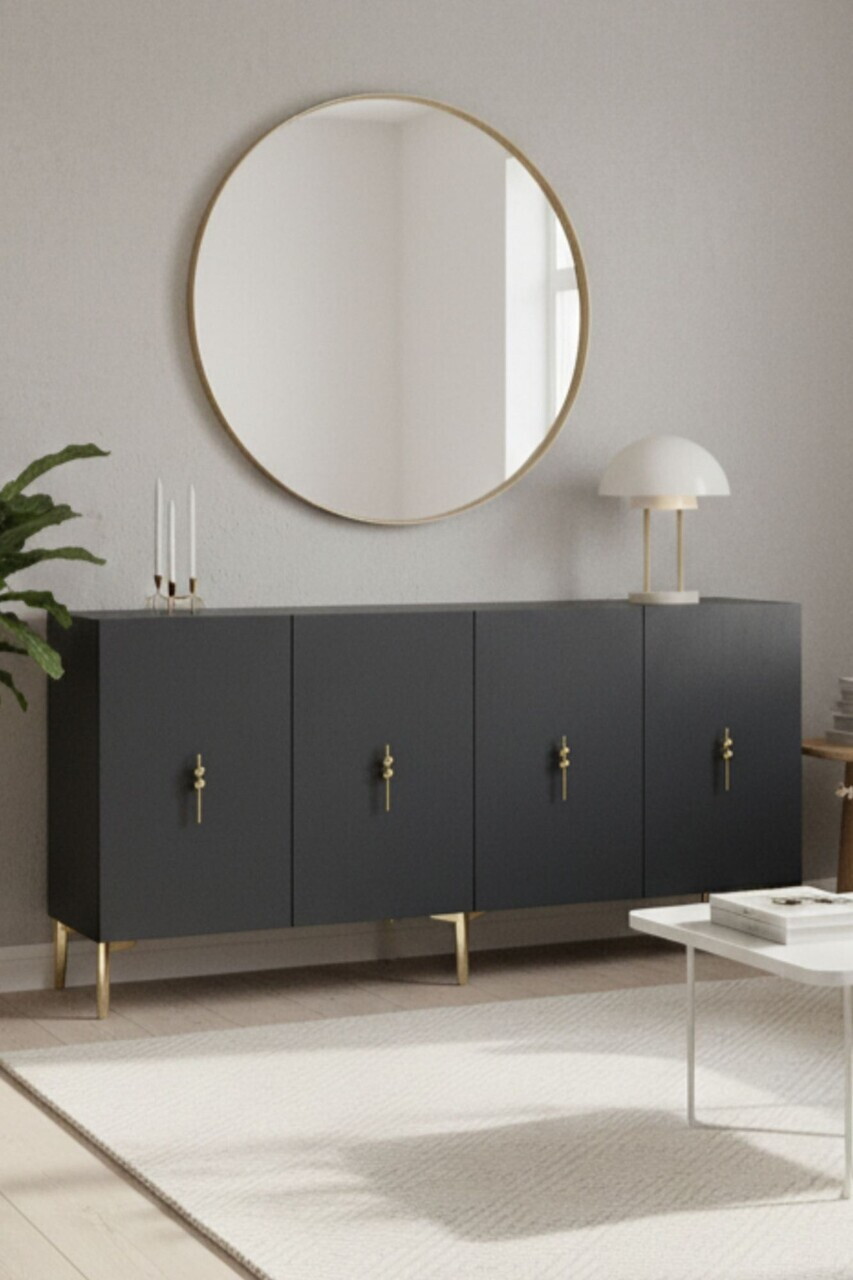 Consola, Hanah Home, Salkım 150, 125x75x32 cm, Antracit / Aur — imaginea 2