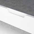 Masuta pentru cafea cu 2 sertare, Norrel, L.120 l.60 H.45, pal/mdf/sticla, alb/gri