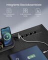 Birou in forma de L / birou de colt, Vasagle, Gaming Desk, cu suport monitor, sertare, priza incorporata si porturi USB, 120x150x89 cm, PAL/otel, negru
