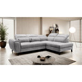 Coltar extensibil dreapta 4 locuri ELTAP, RT-03NU, Noble, 255x201x100 cm, lemn/poliester, gri deschis
