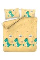 Lenjerie de pat pentru o persoana (ES), Little Dino - Yellow, Mijolnir, Bumbac Ranforce