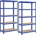 Set 2 rafturi modulare pentru depozitare, Songmics, max 875 kg, 90x40x180 cm, MDF/otel, albastru