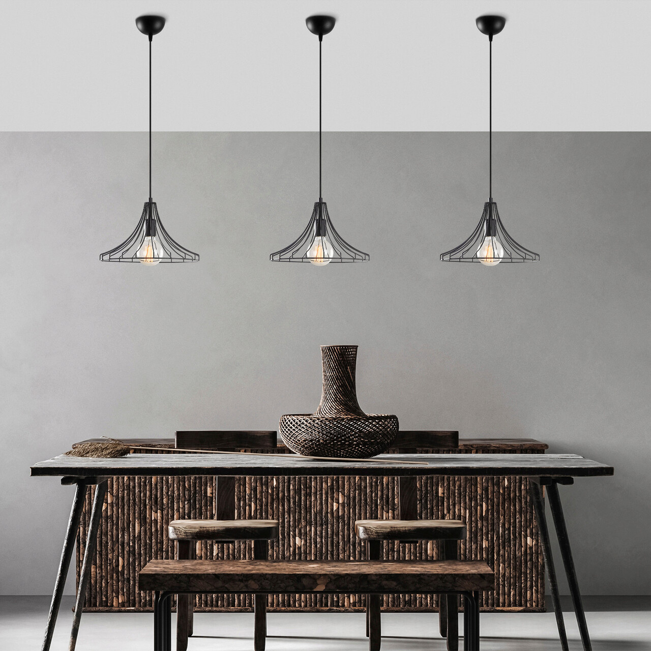 Lustra, Alby, 525NOR1591, Fier, Negru - 1 | YEO