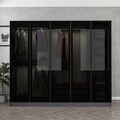 Dulap pentru haine, Minerva, Kale, 225x210x52 cm, PAL, Antracit / Negru