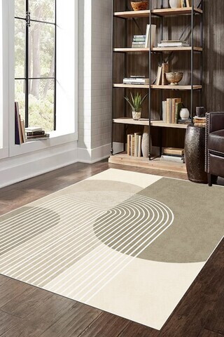 Covor, CLR-7184VİZON-5, 80x150 cm, Poliester, Bej
