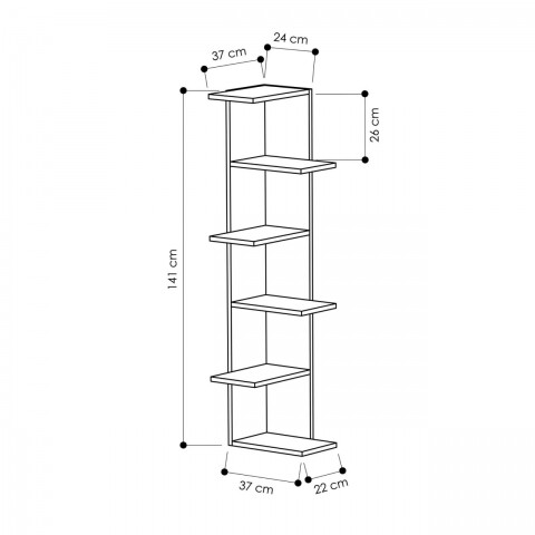 Biblioteca Saso, Homitis, 37x22x141 cm, alb