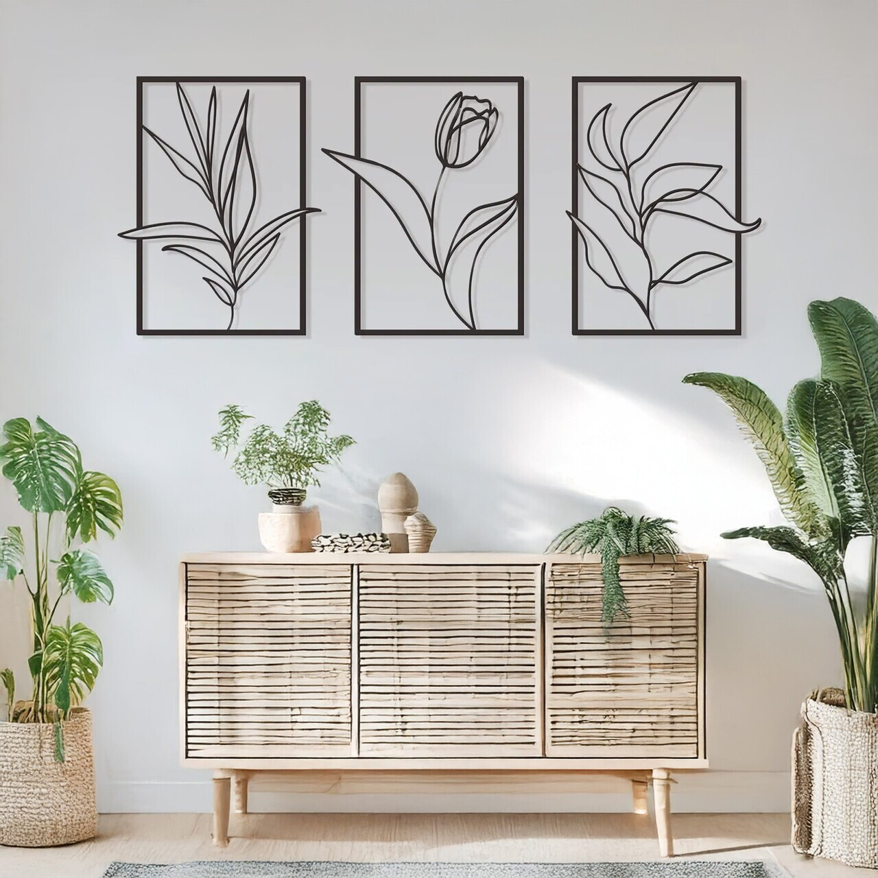 Set de accesorii decorative de perete din metal, DCV-1104-MT, Dimensiune: 37 x 50 cm (3 bucăți), Negru