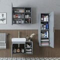 Set Dulap de Baie cu Chiuvetă și Oglindă (3 Piese), Hanah Home, 2933, PAL MELAMINAT, Frasin