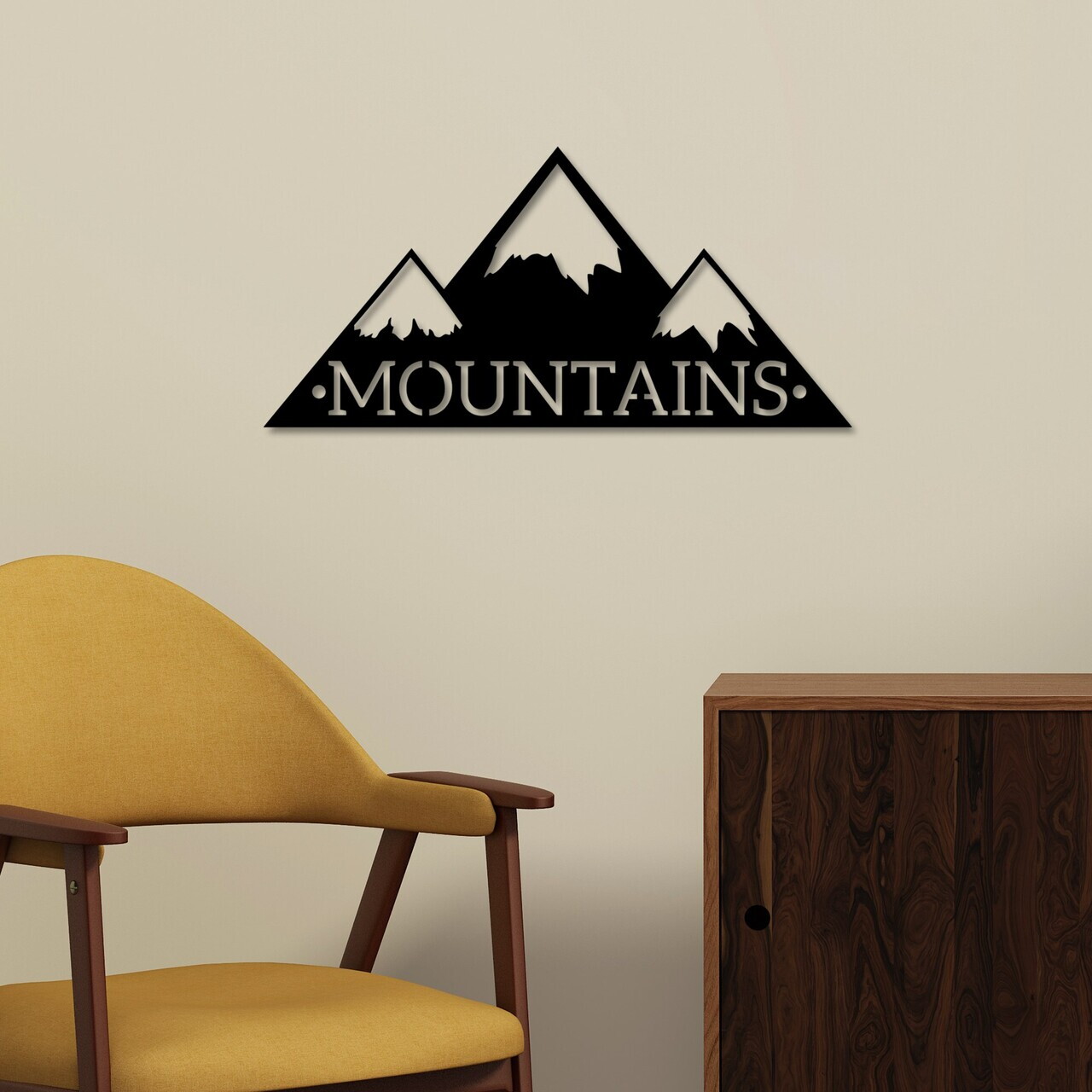 Decoratiune de perete, Mountains, Dimensiune: 62 x 30 cm , Negru — imaginea 2