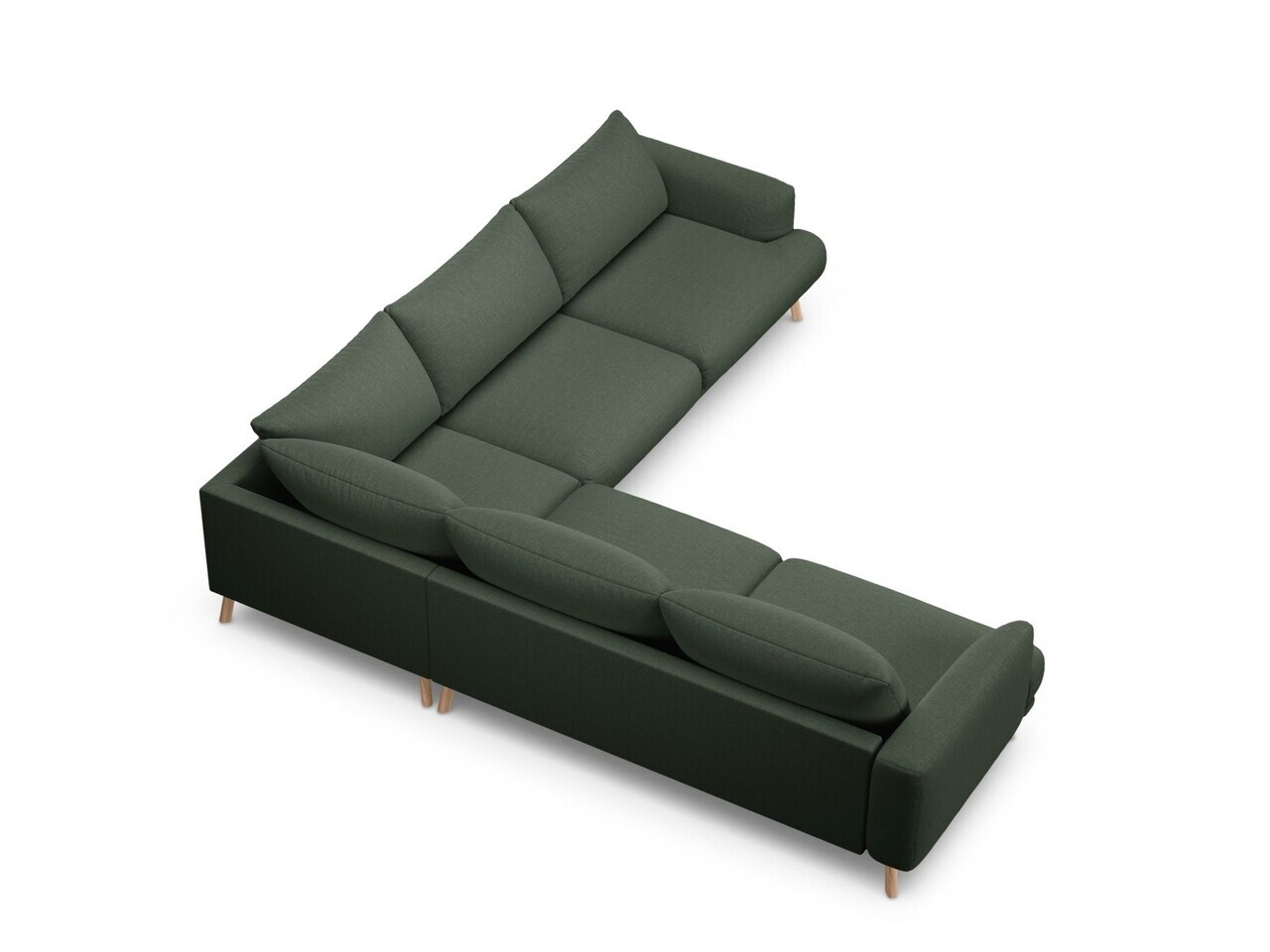 Coltar simetric 5 locuri, Naomi, Micadoni Home, 280x280x75 cm, tesatura structurata, verde muschi — imaginea 4