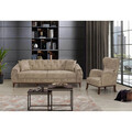 Set canapea extensibilă, Unique Design, 867UNQ1522, Lemn de carpen, Crem