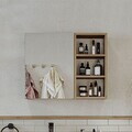 Dulap de baie cu oglindă, Hanah Home, 2462, 75x60x16 cm, MDF, Maro