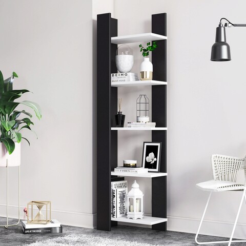 Corp biblioteca, minima, reeta, 45x160x25.6 cm, alb negru