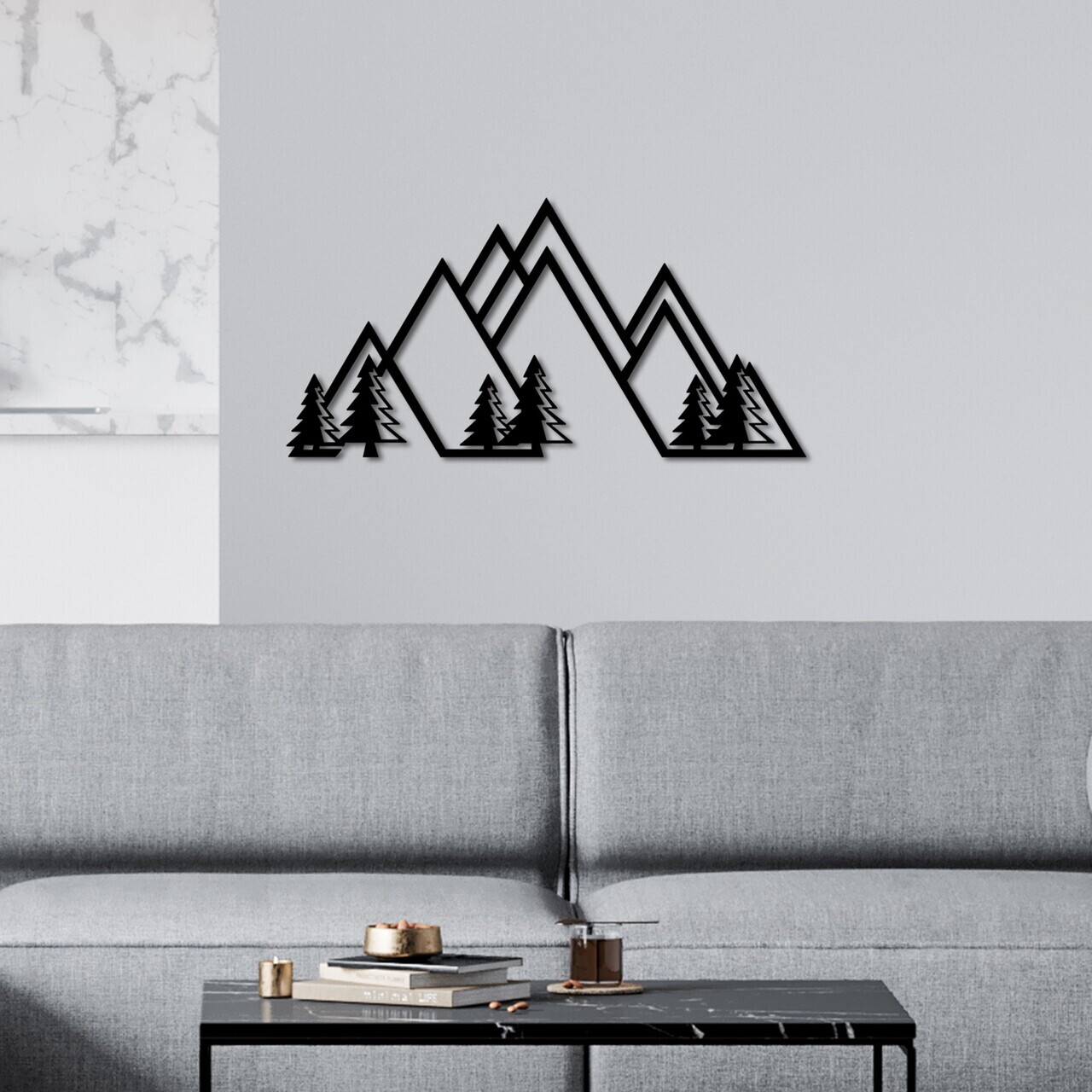Decoratiune de perete, Mountain, 70 x 35 cm, Negru — imaginea 2