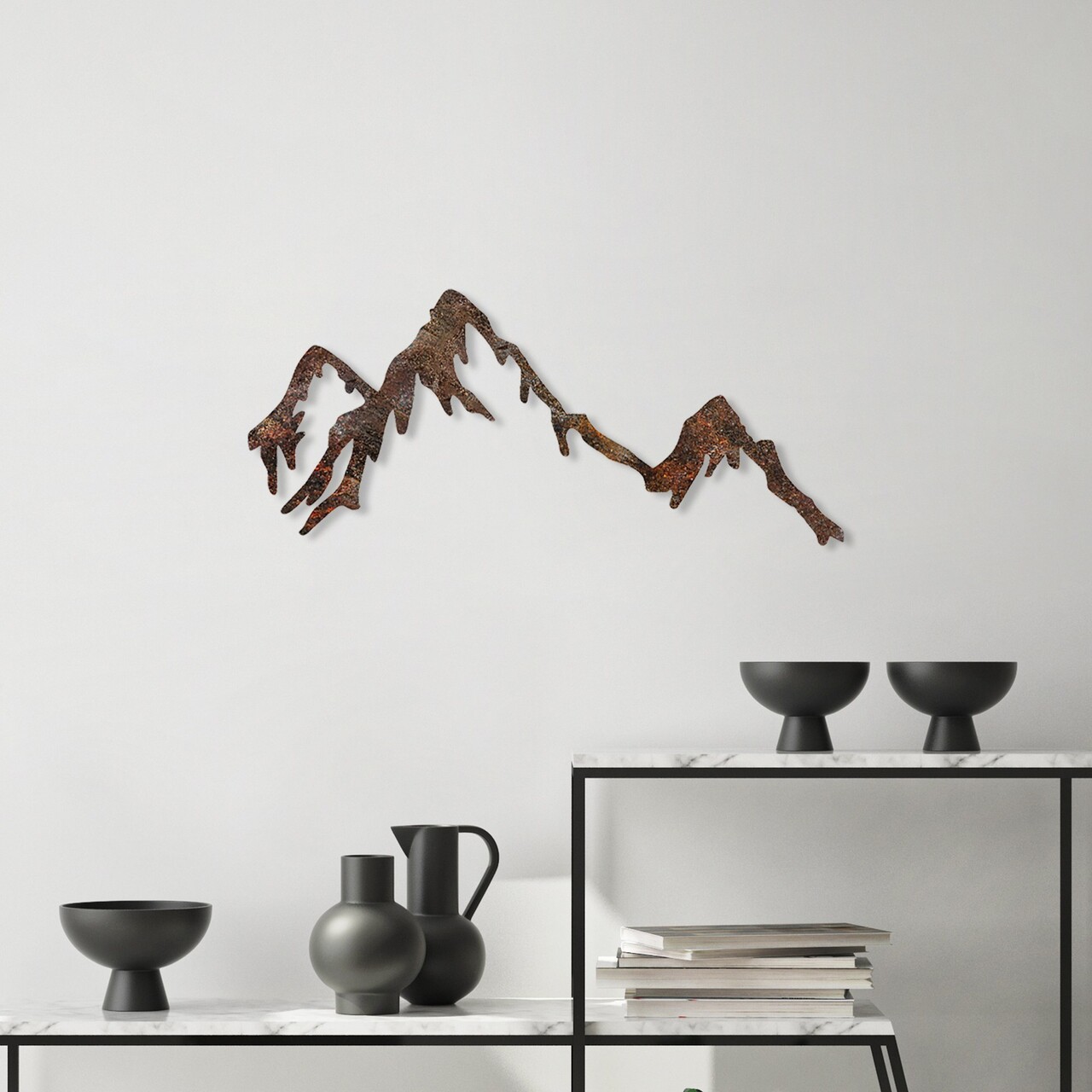 Decoratiune de perete, Rusty Mountain, Dimensiune: 45 x 70 cm, Maro antichizat - view 2