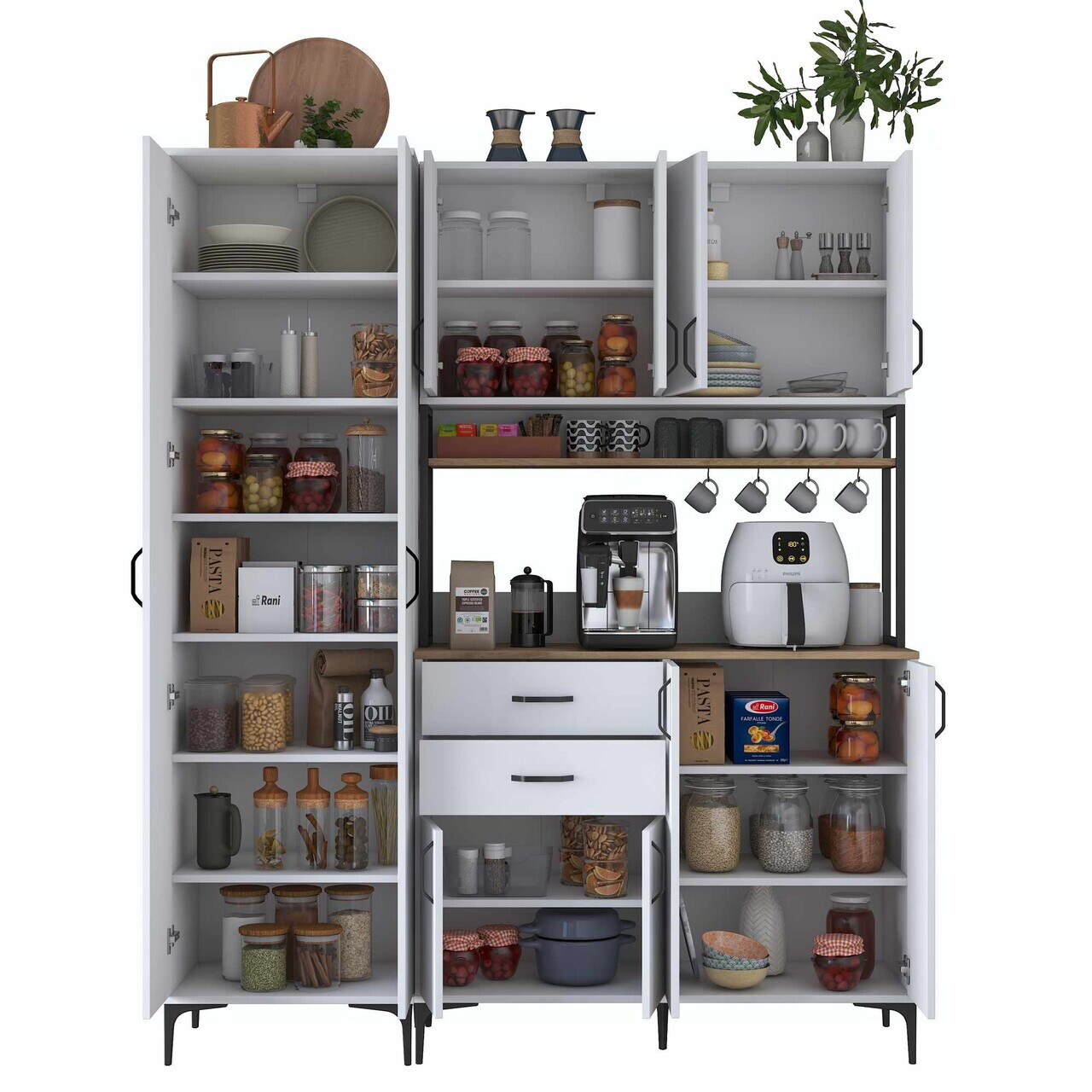 Dulap multifunctional, Hanah Home, JE267, 180x218.6x45 cm, Alb/Maro — imaginea 9