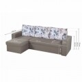 Coltar extensibil reversibil Oslo Grey Blue Flower Bedora, cu lada de depozitare, 247x148x78 cm