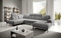 Coltar stanga 6 locuri ELTAP, LT-03NU, Bretan, 350x205x107 cm, lemn/poliester, gri deschis