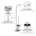 Suport pentru hartie igienica si perie toaleta Levante, Wenko, 23x17x63 cm, inox, argintiu lucios