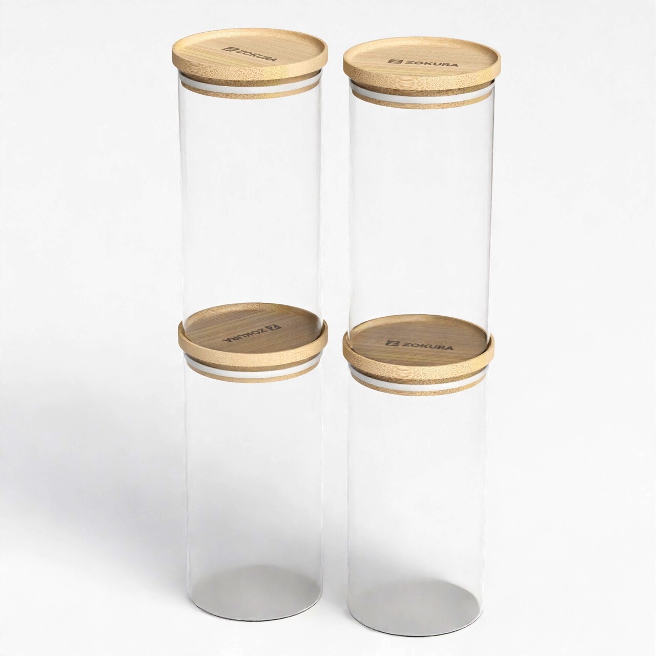 Recipient sticla, Ø7cm, 350ml, Cu capac din bambus - Zokura - imagine 2