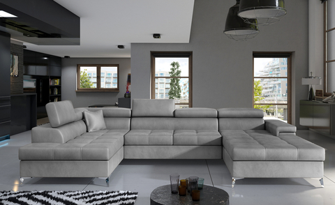 Coltar extensibil stanga 5 locuri ELTAP, Edr-16, Eduardo, 337x205x88 cm, lemn/poliester, gri