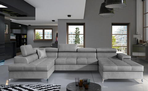Coltar extensibil stanga 5 locuri ELTAP, Edr-16, Eduardo, 337x205x88 cm, lemn/poliester, gri