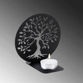 Suport lumanare, Tree Of Life, Metal, Grosime: 1 mm, Negru