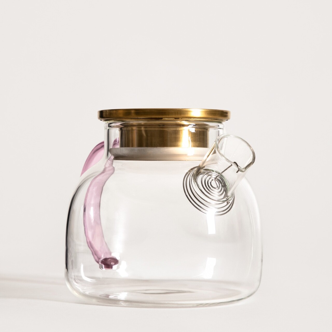 Ceainic Kubbe, Homla, 1 L, sticla/inox, roz/auriu - 2 | YEO