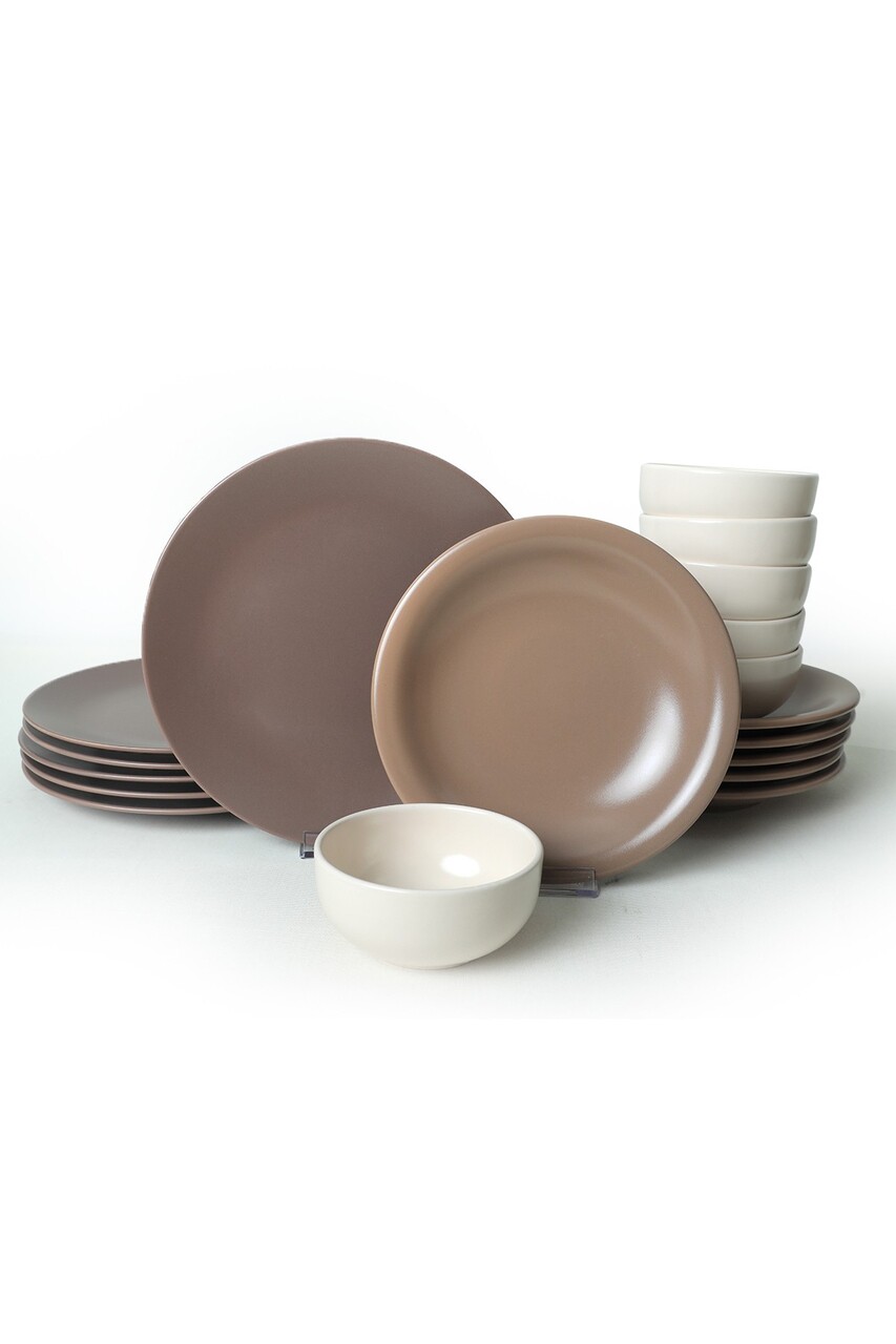 Set de cină din ceramică (18 piese), L'essentiel Maison, 275KRM1972, Antibacterian, Maro/Alb - view 9