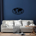 Decoratiune de perete, World Map 6, Metal, Dimensiune: 84 x 47 cm, Negru