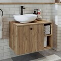 Dulap de baie cu chiuvetă, Hanah Home, 2458, 65x58x45 cm, MDF, Maro